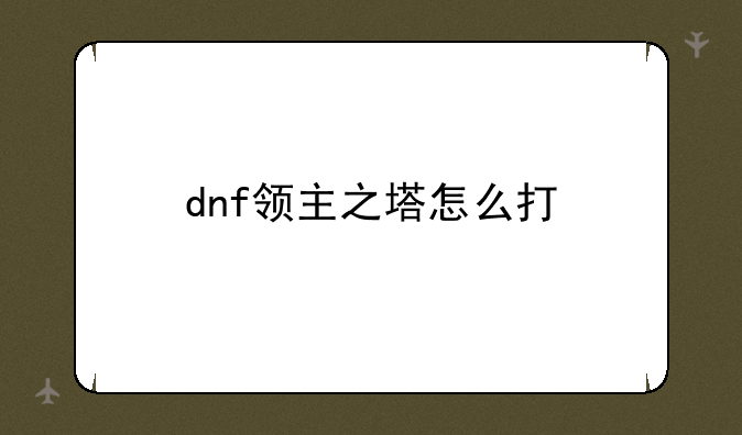 dnf领主之塔怎么打