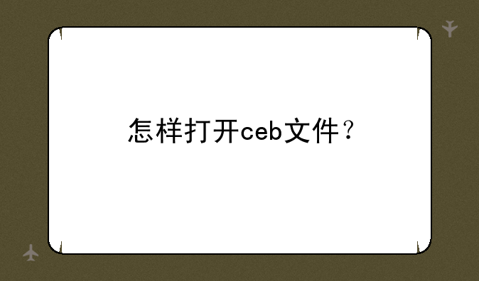 怎样打开ceb文件？