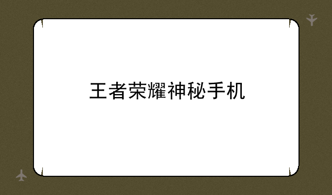 王者荣耀神秘手机