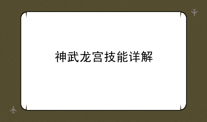 神武龙宫技能详解