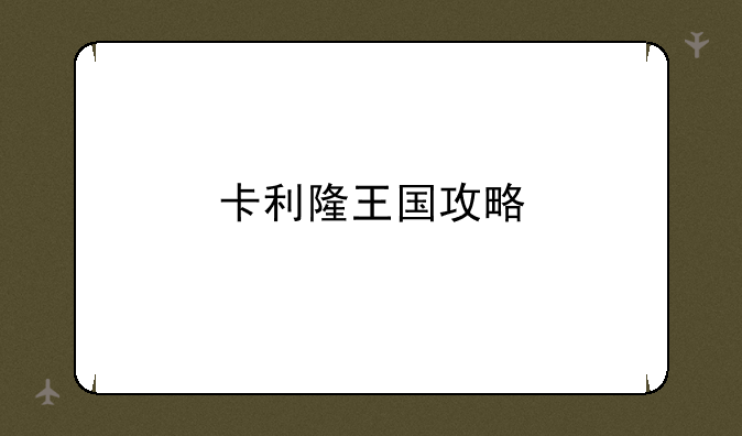 卡利隆王国攻略