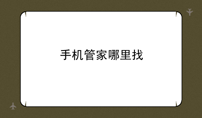 手机管家哪里找