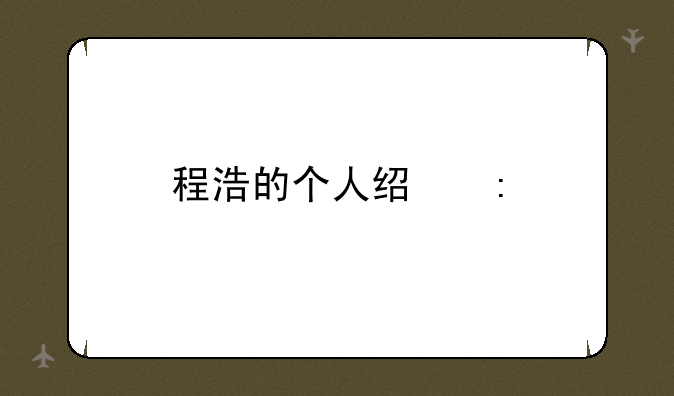 程浩的个人经历