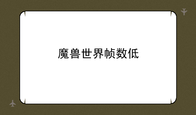 魔兽世界帧数低