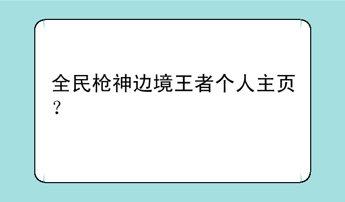 全民枪神边境王者个人主页？