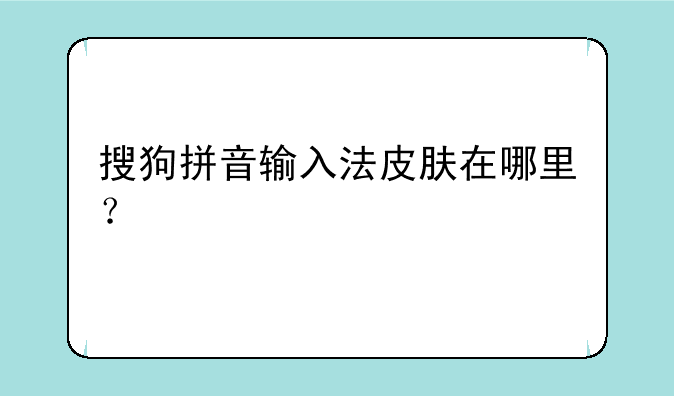 搜狗拼音输入法皮肤在哪里？