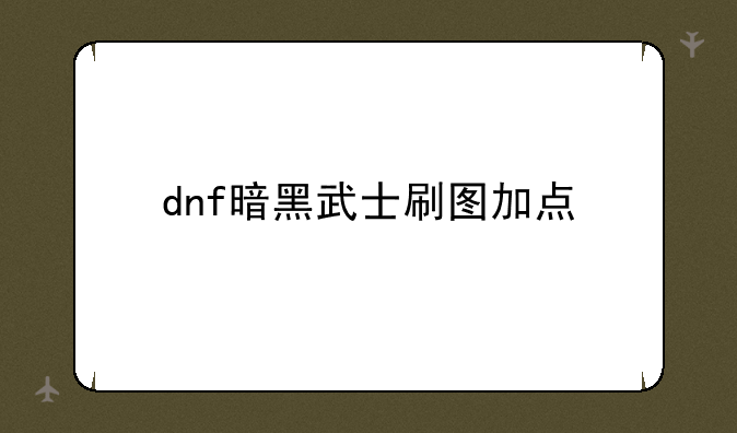 dnf暗黑武士刷图加点