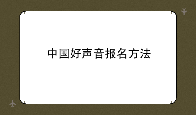 中国好声音报名方法