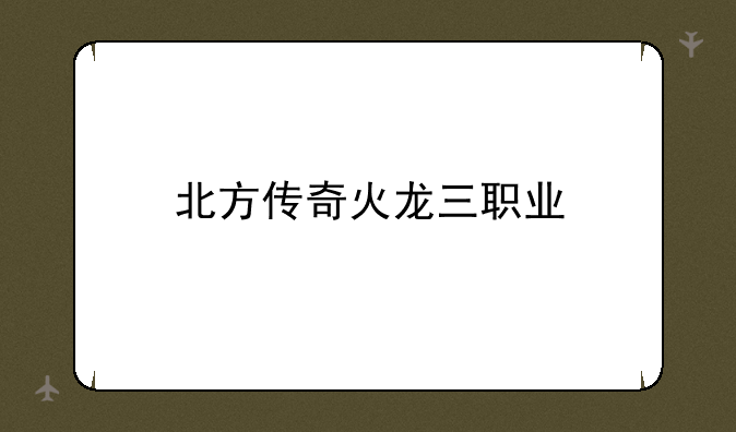 北方传奇火龙三职业