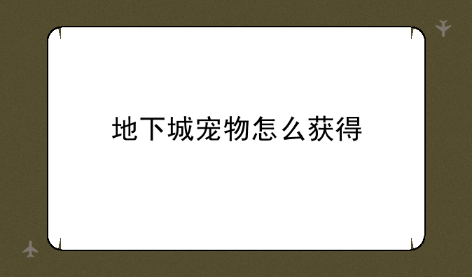 地下城宠物怎么获得