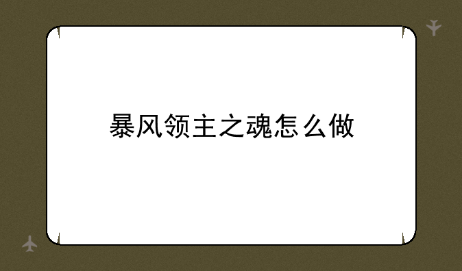 暴风领主之魂怎么做