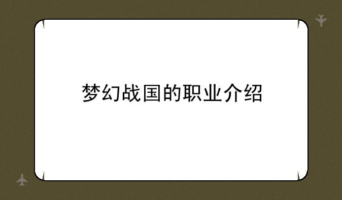 梦幻战国的职业介绍