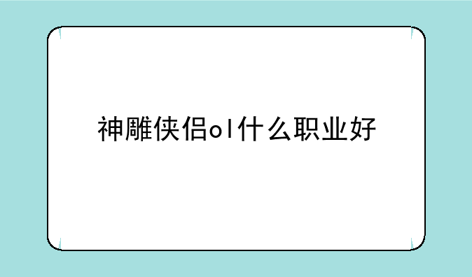 神雕侠侣ol什么职业好