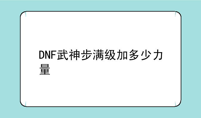 DNF武神步满级加多少力量