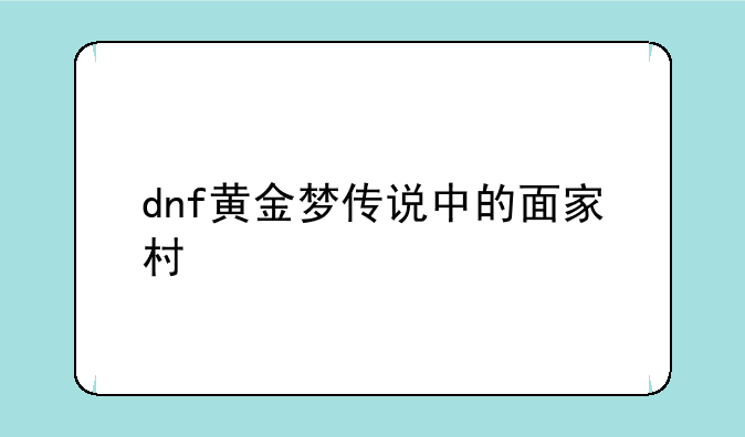 dnf黄金梦传说中的面家村