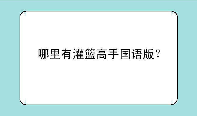 哪里有灌篮高手国语版？