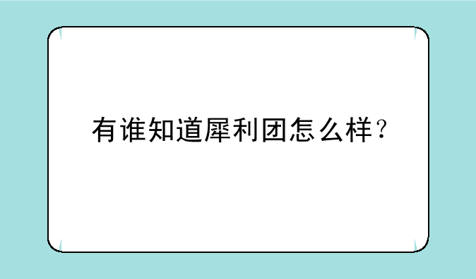 有谁知道犀利团怎么样？