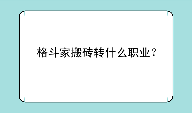 格斗家搬砖转什么职业？