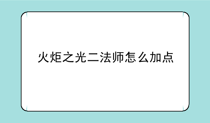 火炬之光二法师怎么加点