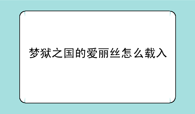 梦狱之国的爱丽丝怎么载入