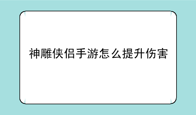 神雕侠侣手游怎么提升伤害