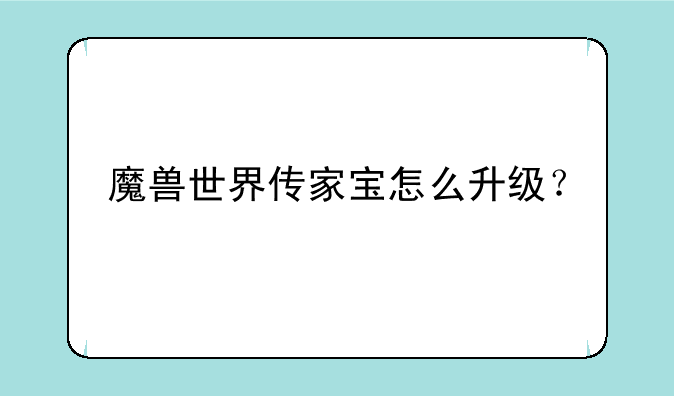 魔兽世界传家宝怎么升级？