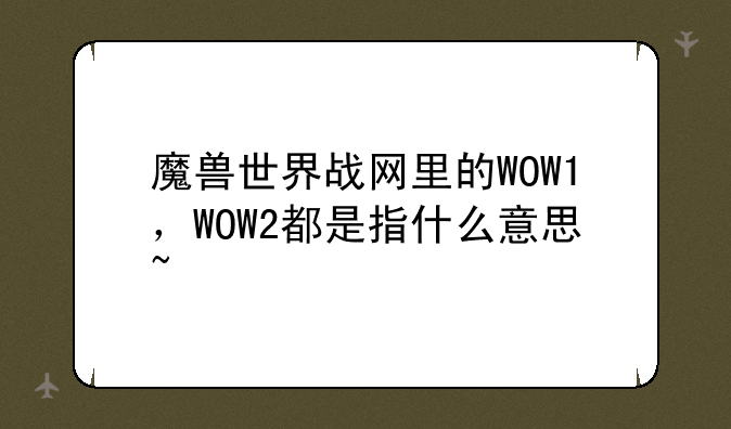 魔兽世界战网里的WOW1，WOW2都是指什么意思~