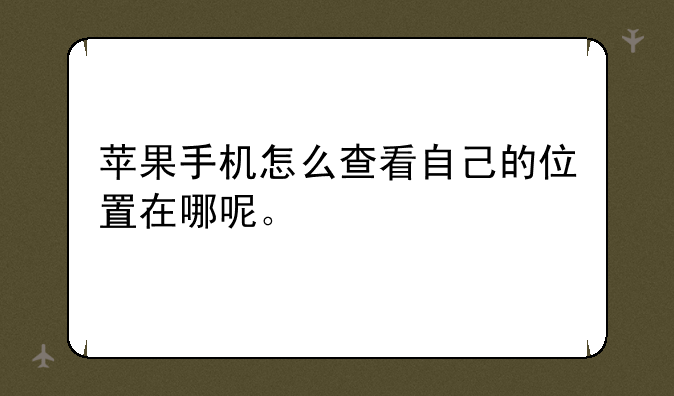 苹果手机怎么查看自己的位置在哪呢。