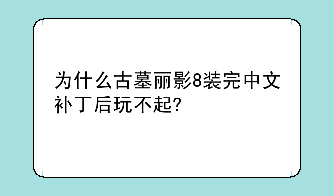 为什么古墓丽影8装完中文补丁后玩不起?