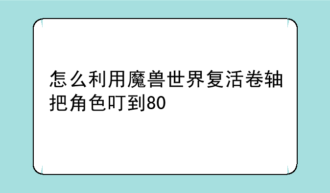 怎么利用魔兽世界复活卷轴把角色叮到80