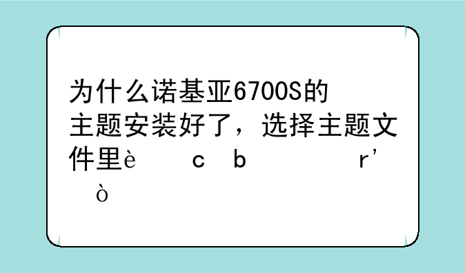 为什么诺基亚6700S的主题安装好了，选择主题文件里还是没有？