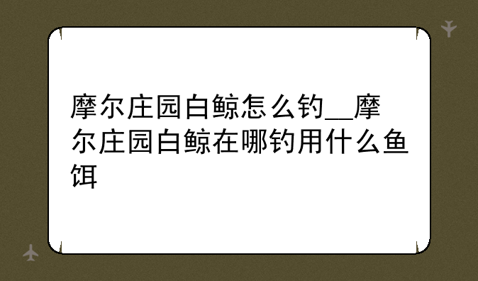 摩尔庄园白鲸怎么钓__摩尔庄园白鲸在哪钓用什么鱼饵