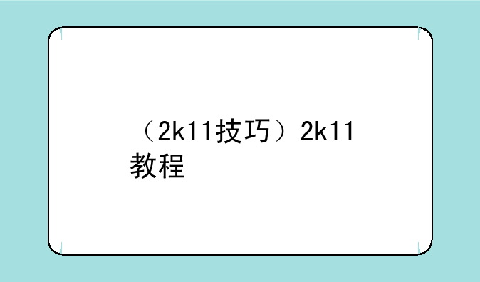 （2k11技巧）2k11教程