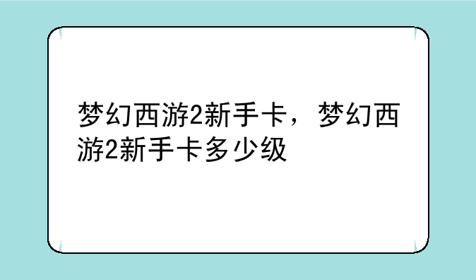梦幻西游2新手卡，梦幻西游2新手卡多少级