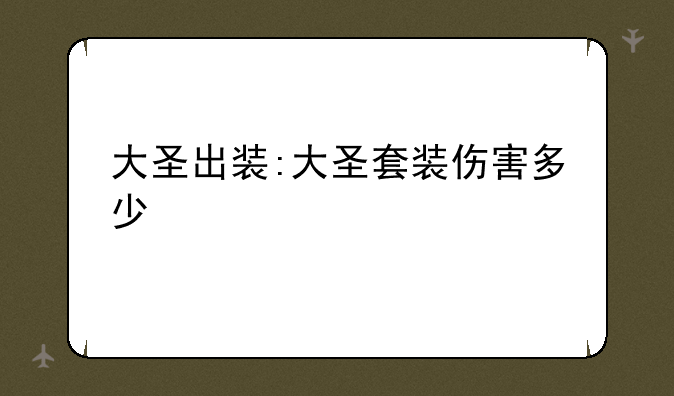 大圣出装:大圣套装伤害多少