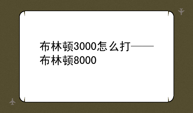 布林顿3000怎么打——布林顿8000