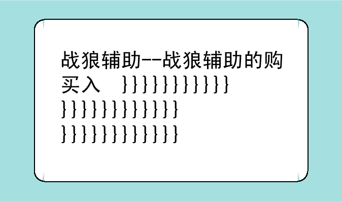 战狼辅助--战狼辅助的购买入口
