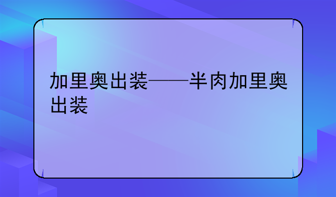 加里奥出装——半肉加里奥出装